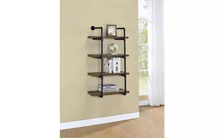 804426 ELMCREST 24-INCH WALL SHELF BLACK AND RUSTIC OAK COASTER  804426