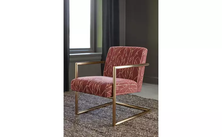 905405  SLED LEGS ACCENT CHAIR WINE AND ROSE BRASS