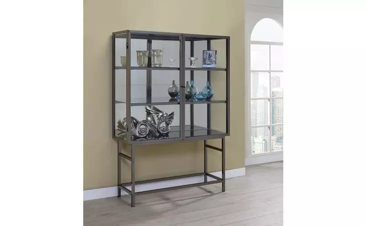 951077 2-DOOR CURIO CABINET BRUSHED BLACK NICKEL COASTER  951077
