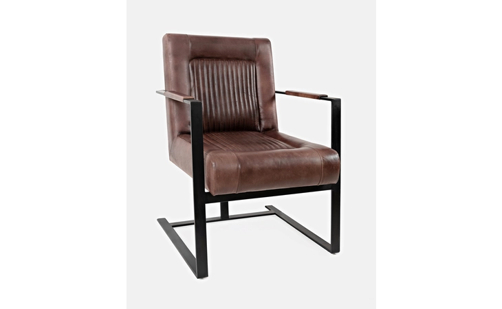  CANTILEVER ACCENT CHAIR W/GENUINE LEATHER MAGUIRE CHAIR JOFRAN FURNITURE  MAGUIRE-CH-DKSIENNA