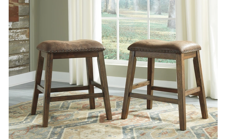 D392-024 Chaleny - Warm Brown UPHOLSTERED STOOL (2/CN)