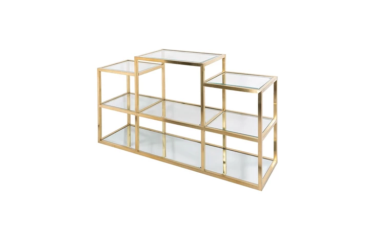 101726  MULTI-LEVEL GOLD CONSOLE TABLE BRUSHED GOLD GY-CST-8166BG