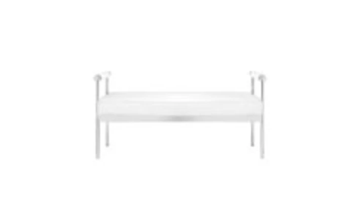 101559  HELEN BENCH - WHITE L WHITE LEATHERETTE GY-BC-7826