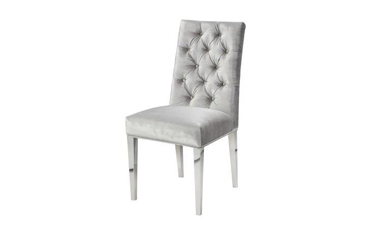 100424  LESLIE STEEL DINING CHAIR E-GREY V GY-282