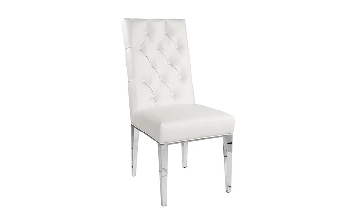 100466  LESLIE STEEL DINING CHAIR WHITE LEATHERETTE GY-282