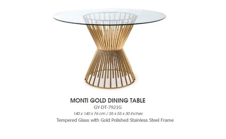 101091  MONTI DINING TABLE GOLD GY-DT-7921B G GOLD