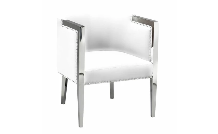 100981  ELVIS STEEL TUB CHAIR WHITE LEATHERETTE GY-AC-7988