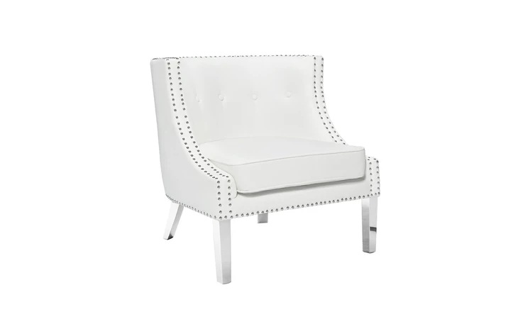 101047  LUCY CHAIR W/ STEEL LEGS WHITE LEATHERETTE GY-SKL-30190SS