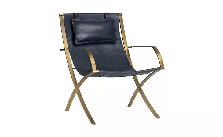 105603  WILLIS LOUNGE CHAIR - BLUE LEATHER