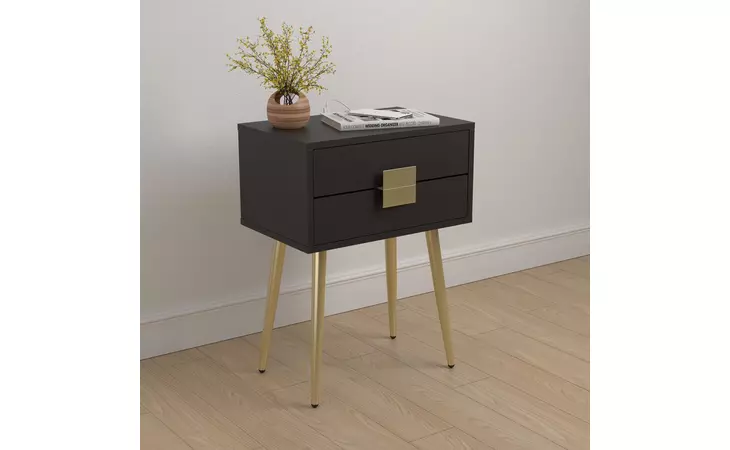 RECTANGLE ACCENT TABLE WITH USB PORT CAPPUCCINO AND MATTE BRASS 931195  931195 COASTER