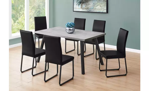 dining table - 36 x 60  - grey - black metal by monarch specialties