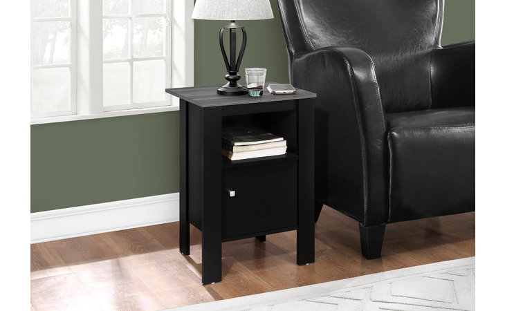 I2134  ACCENT TABLE - BLACK / GREY TOP NIGHT STAND WITH STORAGE