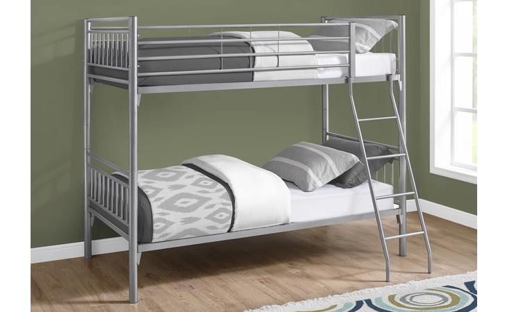 I2234S  BUNK BED - TWIN - TWIN SIZE - DETACHABLE SILVER METAL