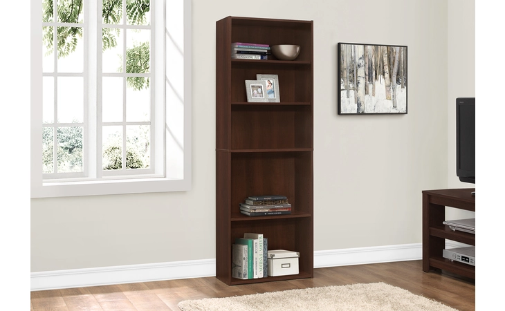 I7466  BOOKCASE - 72 H - CHERRY WITH 5 SHELVES