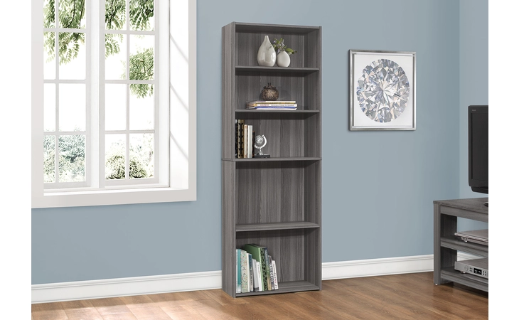 I7469  BOOKCASE - 72 H - GREY WITH 5 SHELVES