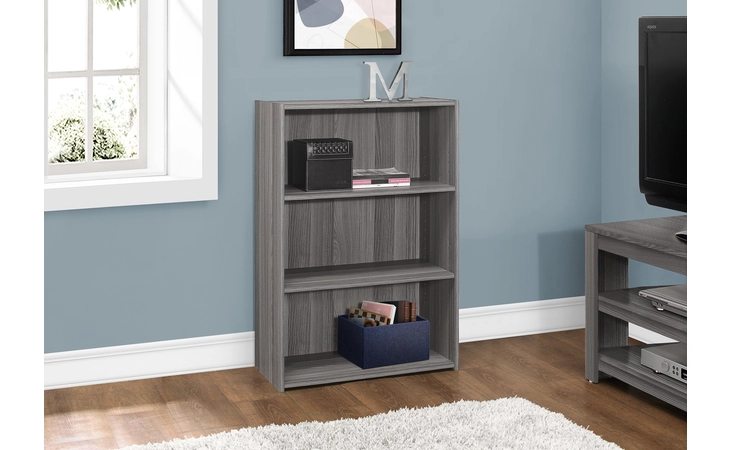I7478  BOOKCASE - 36 H - GREY WITH 3 SHELVES