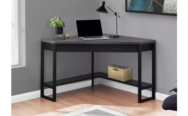 computer desk - 42 l - black - grey top corner - black by monarch specialties