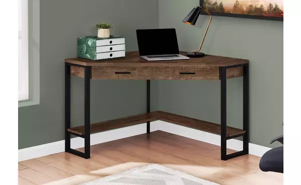 computer desk - 42 l - brown reclaimed wood corner by monarch specialties