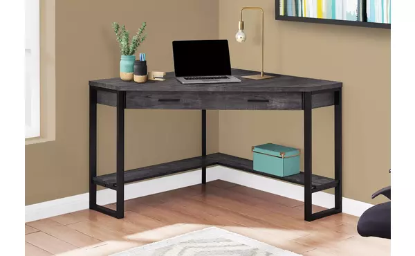 computer desk - 42 l - black reclaimed wood corner by monarch specialties