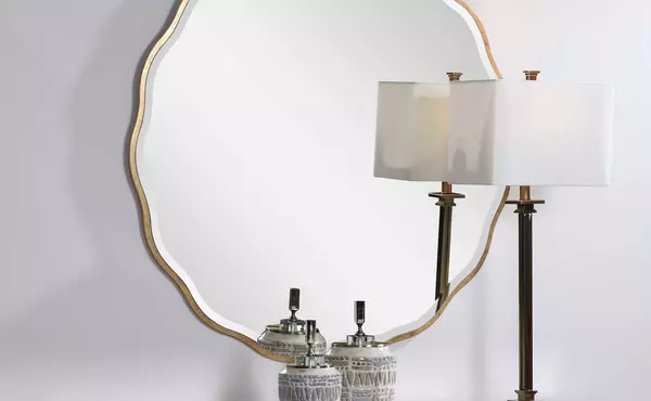 aneta round mirror, gold by uttermost