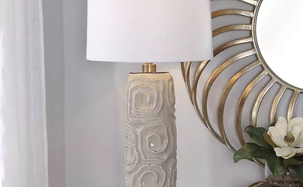 zade table lamp, gray by uttermost