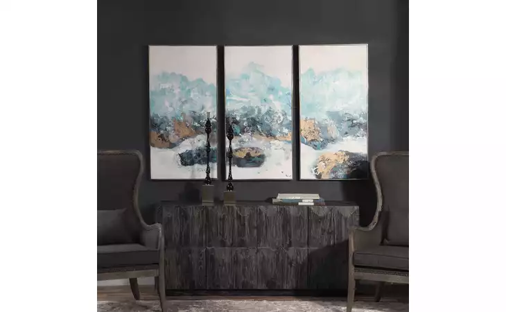 34370 CRASHING WAVES HAND PAINTED CANVASES, S/3 HP UTTERMOST  34370