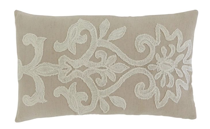A1000311P  PILLOW EMBROIDERED BEIGE