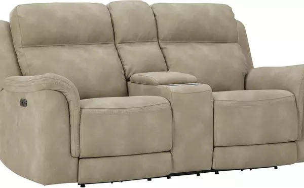 next-gen durapella sand pwr rec loveseat/con/adj hdrst by ashley