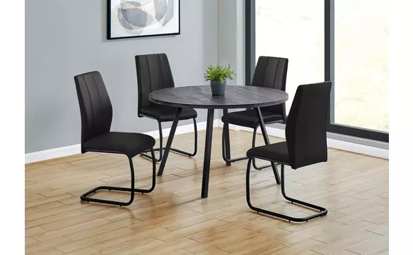 dining table - 48 dia- black reclaimed wood - black metal by monarch specialties