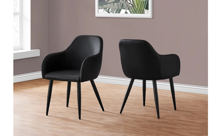 I1193  DINING CHAIR - 2PCS - 33 H - BLACK LEATHER-LOOK - BLACK