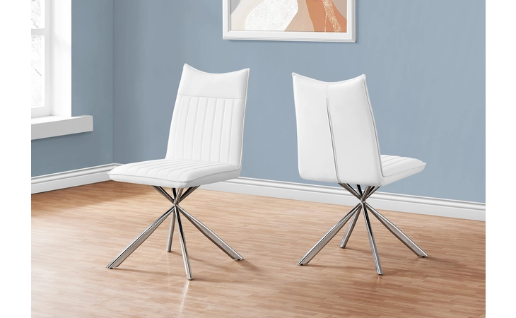 I1212  DINING CHAIR - 2PCS - 36 H - WHITE LEATHER-LOOK - CHROME