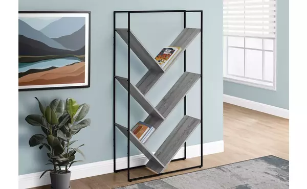 bookcase - 60 h - grey - black metal by monarch specialties