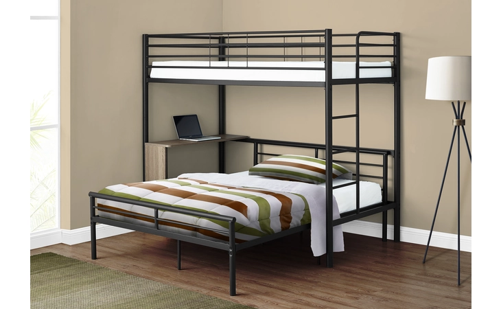 I2240B  BUNK BED - TWIN - FULL SIZE - TAUPE DESK - BLACK METAL