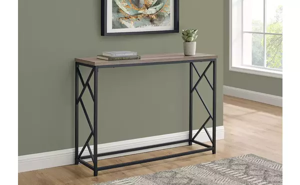 accent table - 44 l - taupe - black metal hall console by monarch specialties