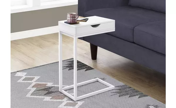 accent table - white - white metal with a drawer by monarch specialties