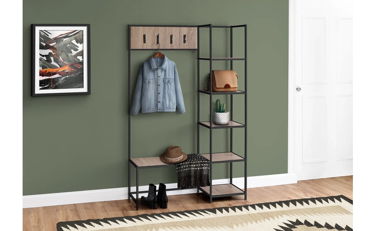 I4511 BENCH - 72 H - DARK TAUPE - BLACK METAL HALL ENTRY MONARCH SPECIALTIES  I4511