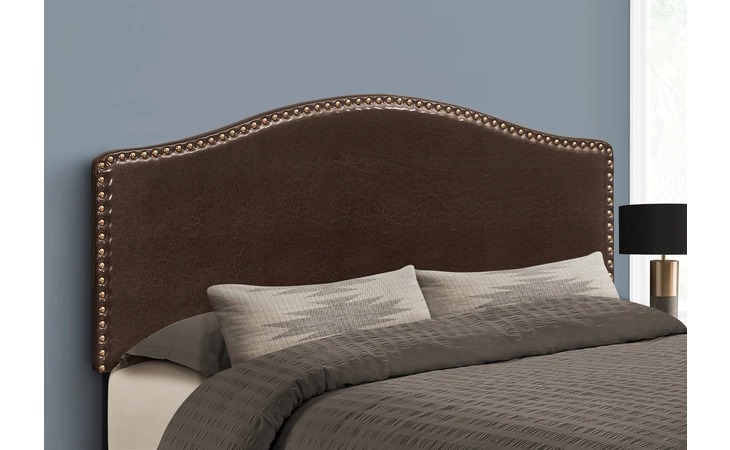 I6010Q  BED - QUEEN SIZE / BROWN LEATHER-LOOK HEADBOARD ONLY
