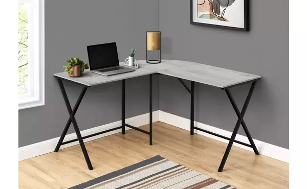 computer desk - 55 l - grey top - black metal corner by monarch specialties
