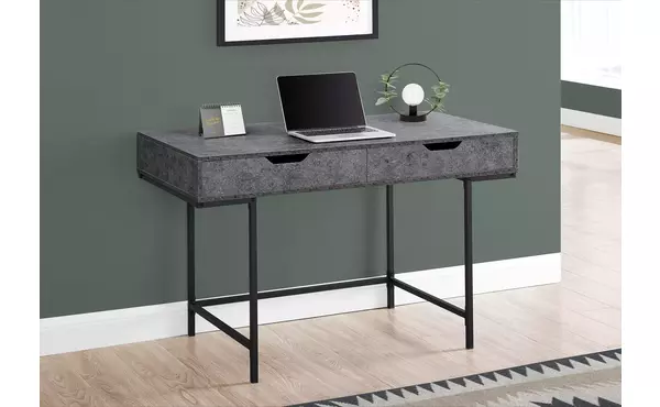 computer desk - 48 l - grey stone-look - black metal by monarch specialties