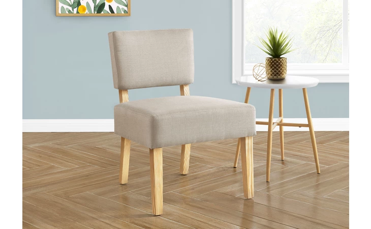 I8272  ACCENT CHAIR - TAUPE FABRIC / NATURAL WOOD LEGS