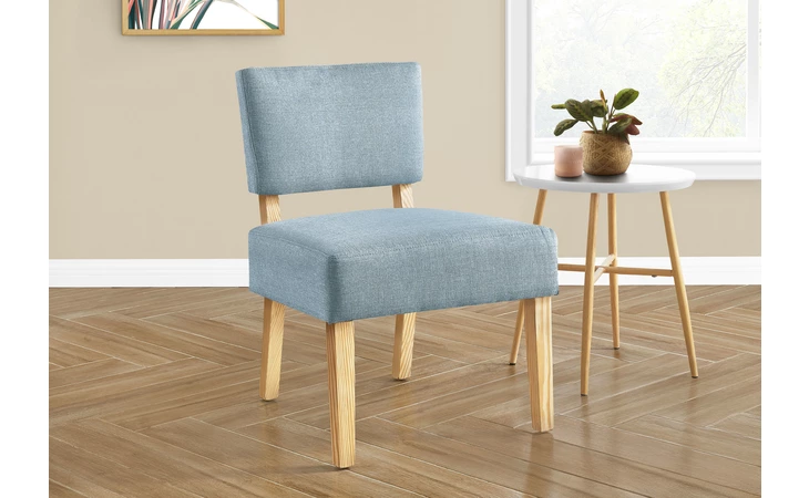 I8274  ACCENT CHAIR - LIGHT BLUE FABRIC - NATURAL WOOD LEGS