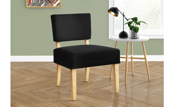 I8297  ACCENT CHAIR - BLACK FABRIC - NATURAL WOOD LEGS