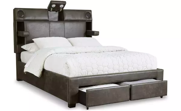mirlenz brown queen upholstered headboard by ashley