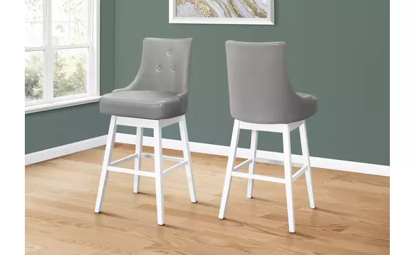barstool - 2pcs - 46 h - grey leather-look - swivel by monarch specialties