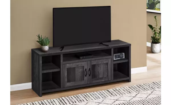 tv stand - 60 l - black reclaimed wood-look by monarch specialties
