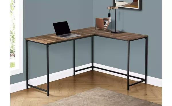 computer desk - 58 l - brown reclaimed - black metal corner by monarch specialties