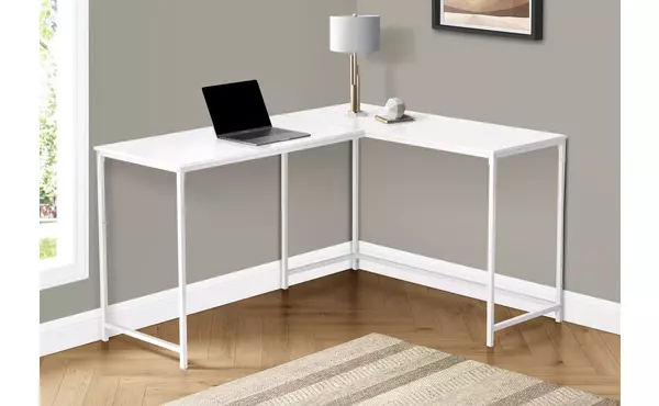computer desk - 58 l - white top - white metal corner by monarch specialties