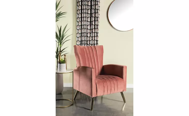 905604  CHANNELED TUFTED UPHOLSTERED ACCENT CHAIR ROSE