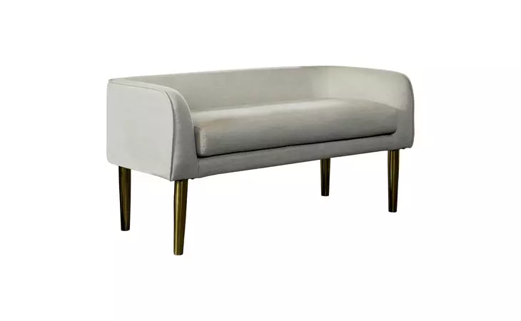 905687  LOW BACK UPHOLSTERED BENCH LIGHT GREY AND GOLD
