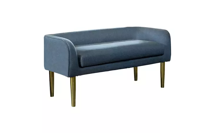905688  LOW BACK UPHOLSTERED BENCH BLUE AND GOLD